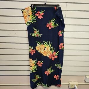 Love University 3XL Navy Blue Hawaiian Print Strapless Body Con Dress